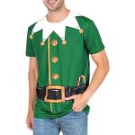 T-shirts à imprimés pour fêtes de Noël verts à col rond Taille M look fashion pour homme 