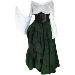 Robes en velours vert d'eau en velours maxi Taille L look médiéval pour femme 