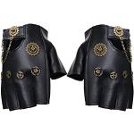 Gants noirs en cuir synthétique à strass Taille M steampunk pour femme 