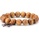 Bracelets marron en bois à perles à motif Bouddha en bois look asiatique pour enfant 