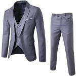 Costumes trois pièces de mariage gris en denim Taille 5 XL look fashion pour homme 
