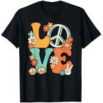 T-shirts à imprimés de soirée noirs à fleurs Taille S look hippie pour homme 