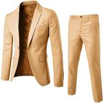 Pantalons de costume beiges Taille 4 XL plus size look business pour homme 