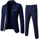 Pantalons de costume bleus à carreaux Taille M plus size look fashion pour homme 