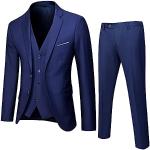 Pantalons de costume bleus à carreaux Taille XL plus size look fashion pour homme 