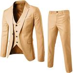 Gilets de costume beiges à carreaux Taille M plus size look fashion pour homme 