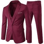 Vestes de costume de mariage rouge bordeaux en polyester Taille XS look fashion pour homme 