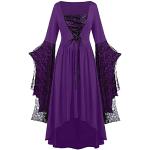 T-shirts col V violets en mousseline à motif papillons à manches longues à col rond Taille 5 XL plus size steampunk pour femme 