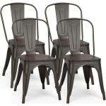 Chaises en bois marron en acier empilables industrielles 