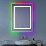 Kleankin - Miroir ovale mural lumineux LED de salle de bain - 81 x 51 cm -  avec 3 couleurs, luminosité réglable interrupteur tactile système antibuée  transparent