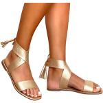 Sandales plates dorées en caoutchouc à bouts ouverts Pointure 38 classiques pour femme 