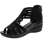 Sandales à talons noires à boucles Pointure 48 look fashion pour femme 