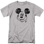 Cotton Soul Disney Mickey Mouse Face Distress T-shirt unisexe Gris chiné, gris, XL