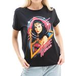 T-shirts fashion noirs Wonder Woman à manches courtes à col rond Taille S look fashion pour femme 