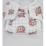 Couches lavables blanches en tissu à motif ours bébé 