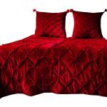 Dessus de lit rouge foncé patchwork en velours 