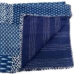 Couvre-lits bleu indigo patchwork en coton en lot de 1 240x220 cm 
