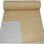 Couvre-lits jaunes patchwork en coton 220x270 cm 