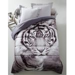 Couettes imprimées Blancheporte blanches à effet tigré en polyester à motif tigres en promo 