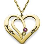 Pendentifs coeur dorés en or 18 carats gravés pour femme 