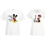 Couple Partenaire T-Shirt Set Mickey Minnie Matching Shirts - 1x Tshirt Homme Blanc XL