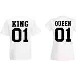 Couple Partenaire T-Shirt Shirt Set King Queen - Homme Blanc XXL