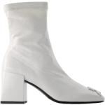 Bottines Courreges blanches en cuir en cuir à bouts carrés Pointure 41 avec un talon entre 7 et 9cm look fashion pour femme 