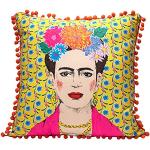 Coussins Talking Tables jaunes en coton à pompons Frida Kahlo 45x45 cm pour enfant en promo 