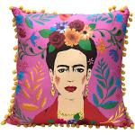 Coussins Talking Tables roses en coton à pompons Frida Kahlo 45x45 cm pour enfant 