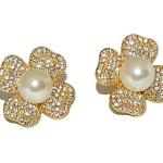 Boucles d'oreilles à clip de mariée en or à perles 18 carats look vintage pour femme 
