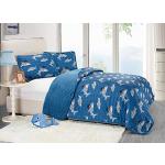 Couvre-lits bleu marine à motif requins modernes pour enfant 