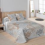 Couvre-lits gris en polyester à motif palmier 180x250 cm en promo 