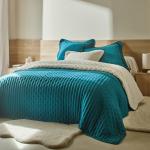 Couvre-lits bleus en polyester 240x220 cm en promo 