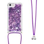 Coques & housses iPhone SE violettes en caoutchouc à paillettes 