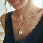 Cowry Shell Gold Plated Chain Necklace Bohemian Jewelry Layering Necklace, Necklace