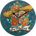 Horloges silencieuses roses en verre à motif dia de los Muertos Jake et les pirates Tic-Tac modernes 