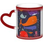 Tasses design rouges à motif baleines 