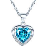 Pendentifs coeur pour la Saint-Valentin bleus en cristal classiques pour femme 