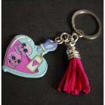 Porte-clés coeur lilas en acier à pompons personnalisés 