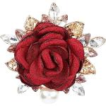Broches pour la Saint-Valentin rouge foncé en cristal à strass à motif fleurs de mariage look fashion pour femme 