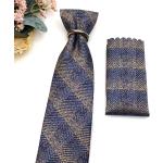 Cravates de mariage bleu marine à carreaux à motif papillons Taille L pour homme 