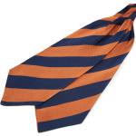 Cravate Ascot à rayures en soie bleu marine et orange
