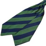 Cravate Ascot en soie à rayures verte et bleu marine