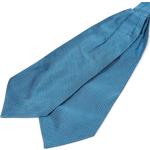 Cravate Ascot en soie bleu métal à pois blancs