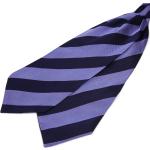 Cravate Ascot en soie bleu pastel et bleu marine à rayures