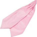 Cravate Ascot en soie rose à pois blancs
