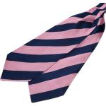 Cravate Ascot en soie rose et bleu marine