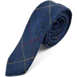 Cravate bleue à carreaux fait main