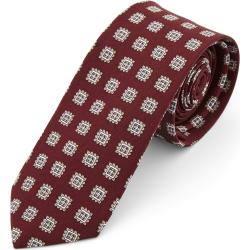 Cravate en soie bourgogne à motif géométrique