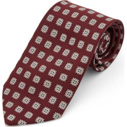 Cravate en soie bourgogne à motif géométrique - large